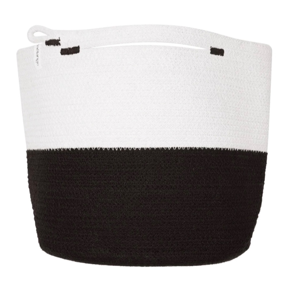 NEW Mia Melange Black White Foldable Cotton Yarn Rope Basket Organizer 9" x 9" - Picture 3 of 11